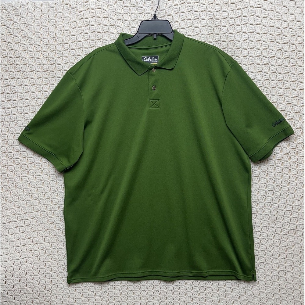 Cabelas Polo‎ Shirt Size 2XL Forest Green Short Sleeve Mens 100%polyester